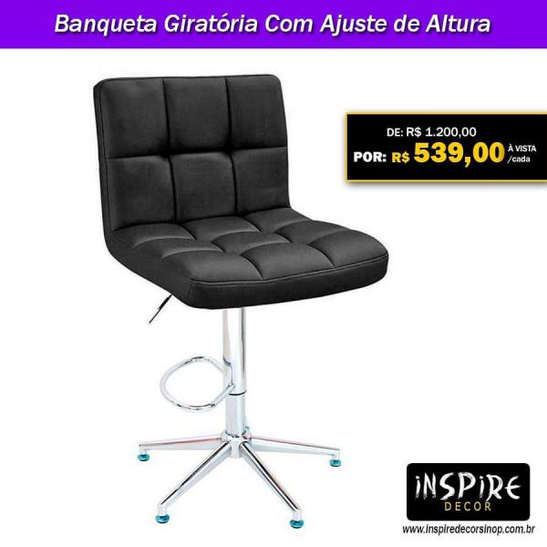 Banqueta Giratória com Ajuste de Altura Inspire Decor Sinop MT