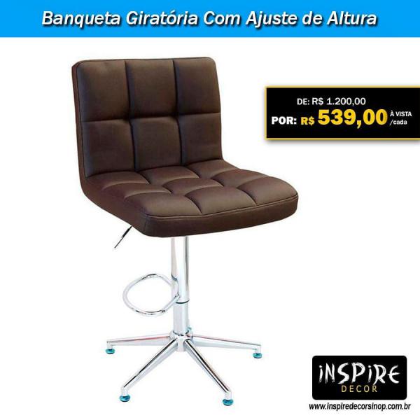 Banqueta Giratória com Ajuste de Altura Inspire Decor Sinop MT