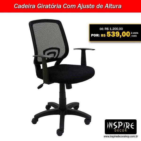 Cadeira Giratória com Ajuste de Altura Inspire Decor Sinop MT